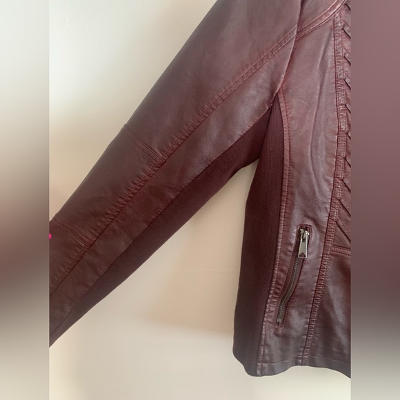 Burgundy Moto Jacket, Size L - Picture 4 of 5